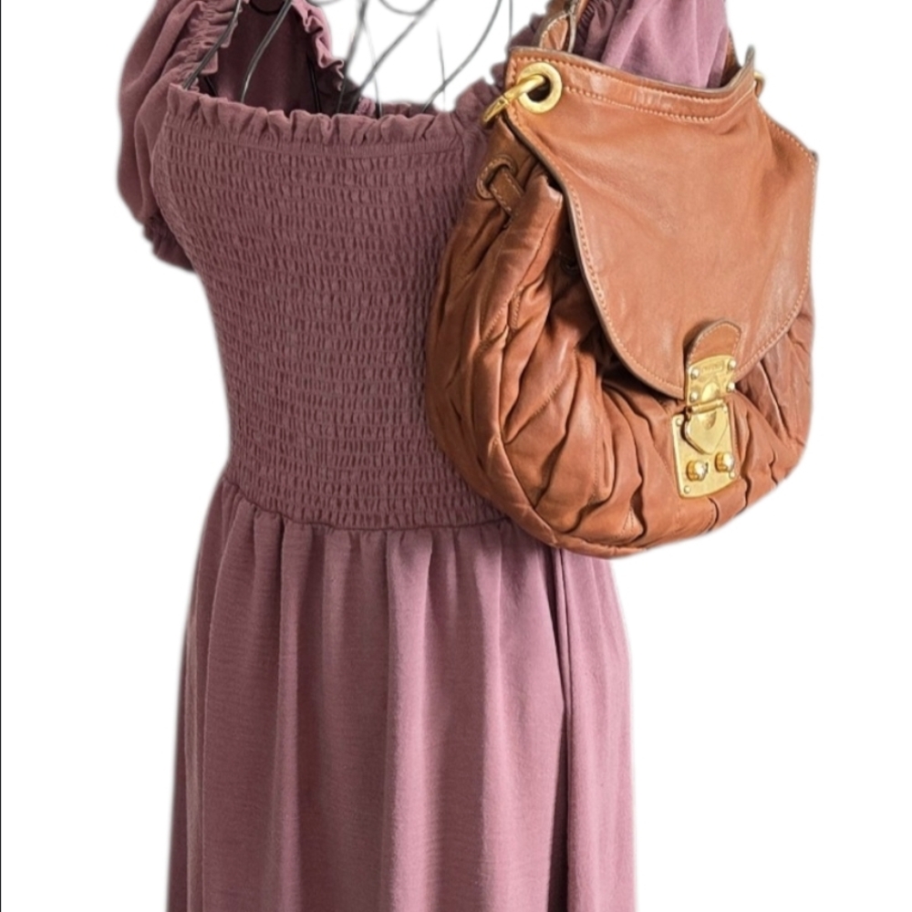 MIU MIU Vitello Leather Hobo Bag – Cognac